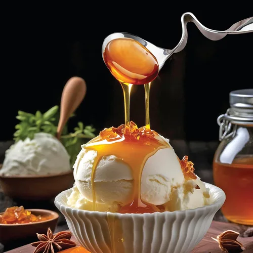 Miniatura 3 de HIC Kitchen Cuchara de miel con mango curvo, acero inoxidable 18/8, sirve miel, gelatina y jarabe sin el desorden, juego de 2