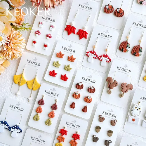Miniatura 2 de Keoker Cortadores de arcilla polimérica de otoño, cortadores de arcilla de calabaza para hacer aretes, 19 formas de arcilla de otoño (todos)