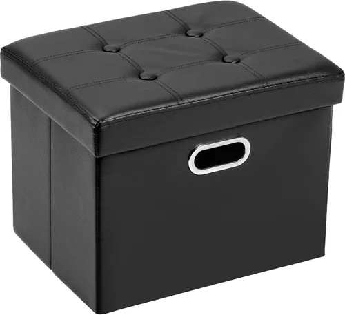 COSYLAND - Reposapiés u otomano con almacenamiento plegable de piel, con agujero para agarrar, para habitación, tamaño pequeño, rectangular, 17 x 15