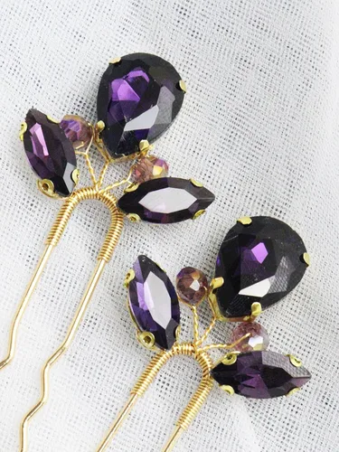 Miniatura 5 de 3 horquillas para el pelo de boda con diamantes de imitación, para novias, hecho a mano, accesorios para el cabello de mujer, accesorios
