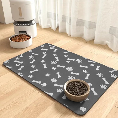 MontVoo Tapete de comida para perros, tapete de alimentación de mascotas para alimentos y agua, dispensador sin manchas, de secado rápido, tapete