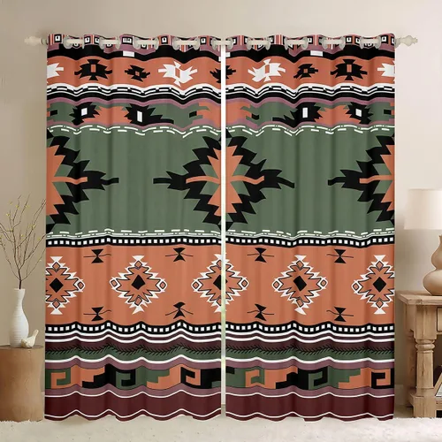 Miniatura 44 de Cortinas opacas de estilo bohemio occidental de 76 x 45 pulgadas, cortinas y cortinas de atrapasueños de vaca, cortinas del suroeste, cortinas