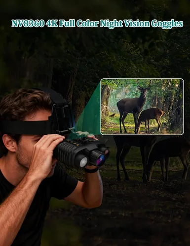 Miniatura 7 de Gafas de visión nocturna, prismáticos recargables montados en la cabeza, prismáticos digitales infrarrojos de visión nocturna de pantalla de 3