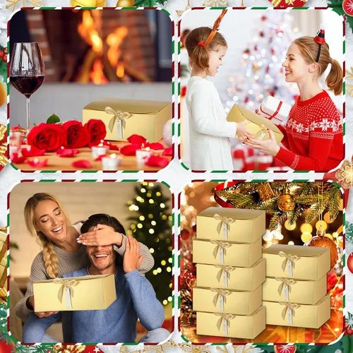 Miniatura 6 de Maxcheck Juego de 36 cajas doradas para propuesta de dama de honor, cajas de regalo doradas con tapas de 10 x 8 x 4 pulgadas con cinta