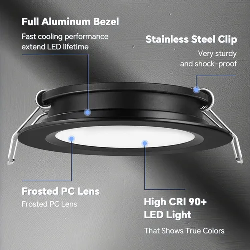 Miniatura 3 de acegoo Luz de Techo Empotrada para RV de 2-3/4" 12V Luz LED de Disco Regulable para Campervan Camión Caravana Barco Techo Bajo Gabinete Iluminación