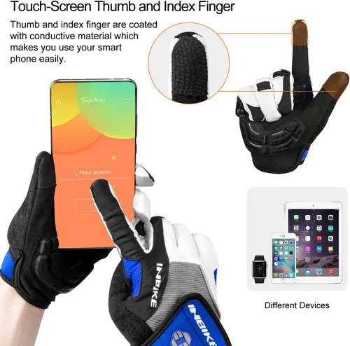 Miniatura 6 de INBIKE Guantes de ciclismo para hombre acolchados de gel de 0.197 in transpirables y resistentes al desgaste