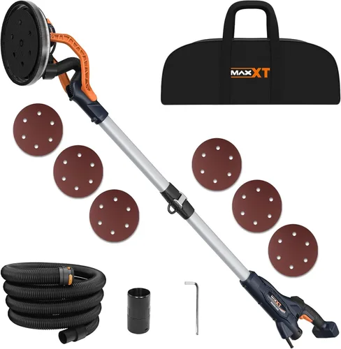 MAXXT Lijadora Orbital Sin Escobillas para Paneles de Yeso, Potente Lijadora Eléctrica de Velocidad Constante de 550W, Lijadora Plegable de 6