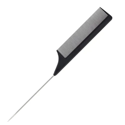 Miniatura 4 de 1 paquete de peines profesionales de acero al carbono resistentes al calor con púa de metal, antiestática, color negro, peine para el cabello