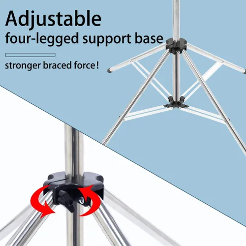 Miniatura 6 de BAOYOUNI Estante de secado de ropa plegable de acero inoxidable, soporte plegable para ropa, altura ajustable con rieles colgantes para balcón
