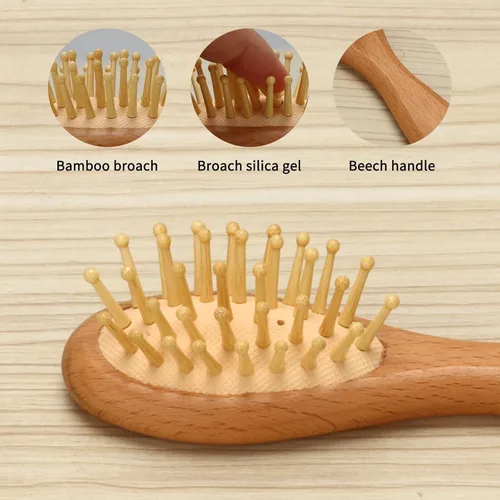 Miniatura 3 de Juego de cepillo de cerdas de cabra natural de madera y peine de tapa de cuna, kit de aseo 5 en 1 para recién nacidos, niños pequeños, niños y niñas
