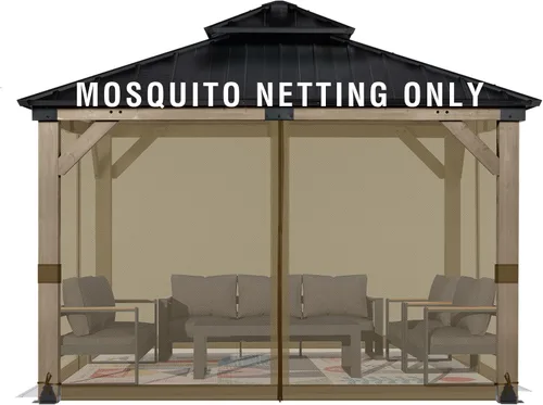 Miniatura 16 de Aoodor Mosquitera Universal para Gazebo de 10 x 10 pies, 4 Paneles Laterales de Repuesto con Cremalleras Dobles para Patio, Patio Trasero, Terraza
