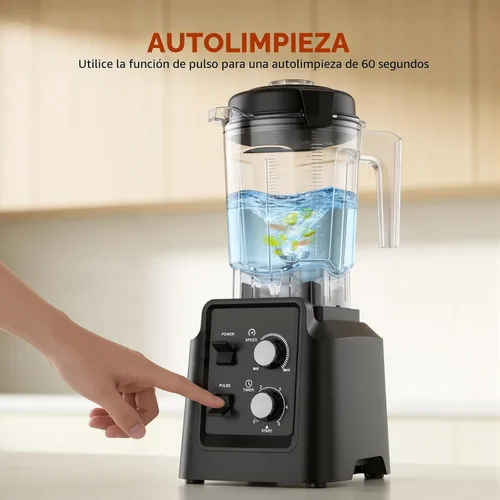 Miniatura 7 de Licuadora, licuadora de 1800 W con molinillo, licuadoras profesionales de 6 cuchillas para cocina, tritura hielo, autolimpieza, tarros de 68 onzas