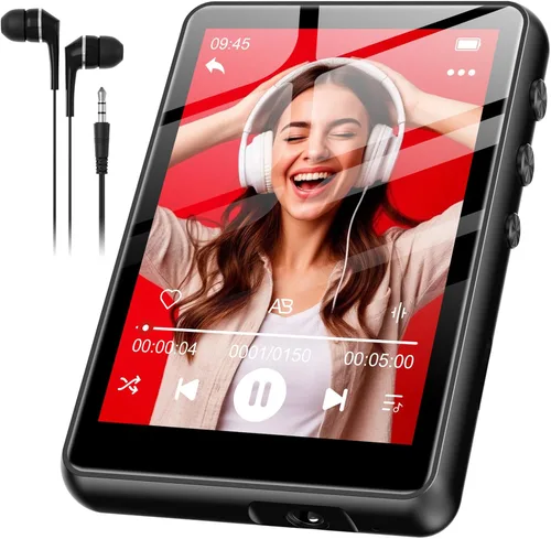 SWOFY Reproductor MP3 de 128 GB con Bluetooth 5.4, reproductor de música M4 con pantalla táctil de 2.4 pulgadas, sonido HiFi portátil sin pérdidas