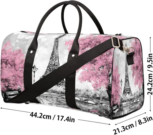 Miniatura 4 de Bolsa de viaje de la Torre Eiffel de París, impermeable, para fin de semana, bolsa de entrenamiento de mano para deportes, gimnasio, campamento