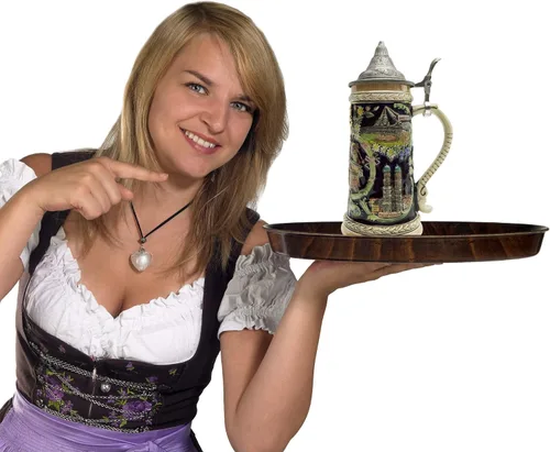 Miniatura 6 de Essence of Europe Gifts OktoberfestHaus - Taza grande de cerveza con tapa de metal, pintada a mano, grabada a mano, con tapa de metal, 1 litro