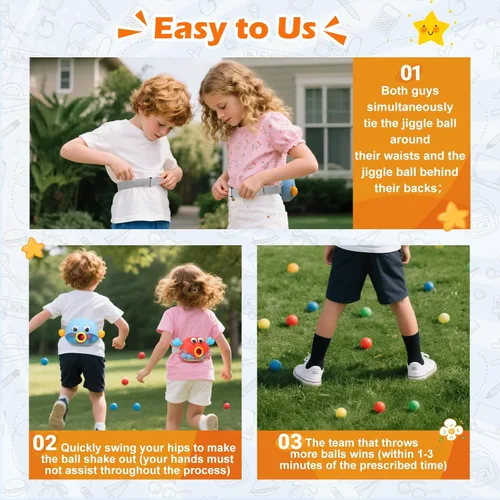 Miniatura 4 de Skirfy Juegos de fiesta al aire libre para niños y adultos, juego de pelota agitadora con 40 bolas, divertidos juguetes para interiores