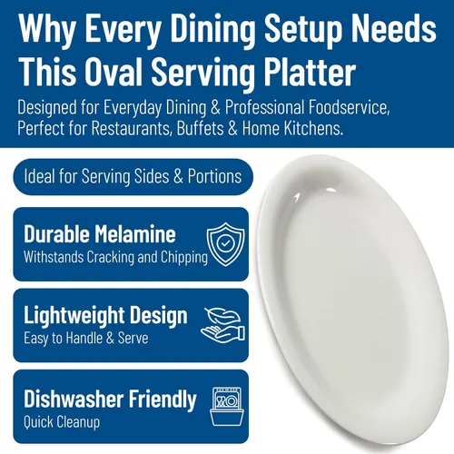 Miniatura 3 de Platos ovalados Carlisle Sierrus de melamine para servir/cenar, Bone, 24 Hueso