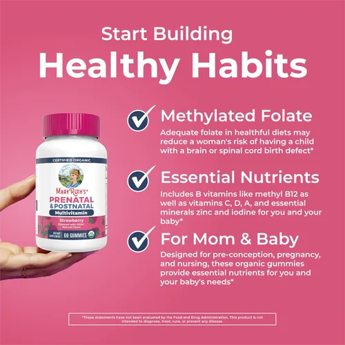 Miniatura 5 de MaryRuth Organics Vitaminas Prenatales para Mujeres Gomitas Prenatales Orgánicas del USDA Vitaminas Postnatales para Mujeres Lactantes