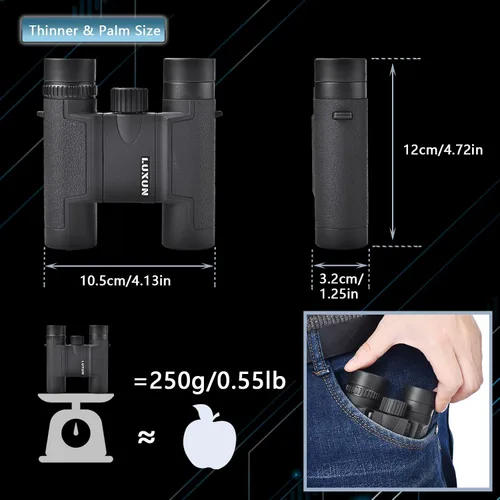 Miniatura 2 de LUXUN Binoculares compactos para adultos y niños, 15 x 25 pulgadas, mini prismáticos de alta potencia, binocular pequeño para observación de aves