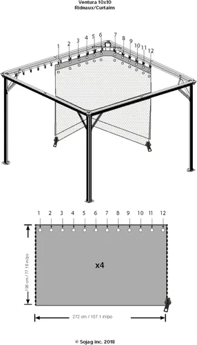 Miniatura 2 de Sojag Ventura - Cortinas grises para cenador (10 x 10 x 6 pies)