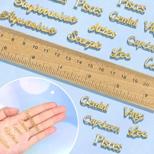 Miniatura 4 de Mckanti 60 dijes dorados con mensaje del zodiaco, con doce constelaciones, de aleación del zodiaco, para manualidades, moldes de resina, proyectos