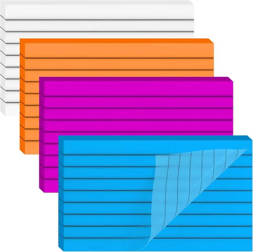Miniatura 9 de Notas adhesivas transparentes con forro grande, 4 blocs de 3 x 5 pulgadas, transparentes transparentes, translúcidas, autoadhesivas, pestañas 3x5
