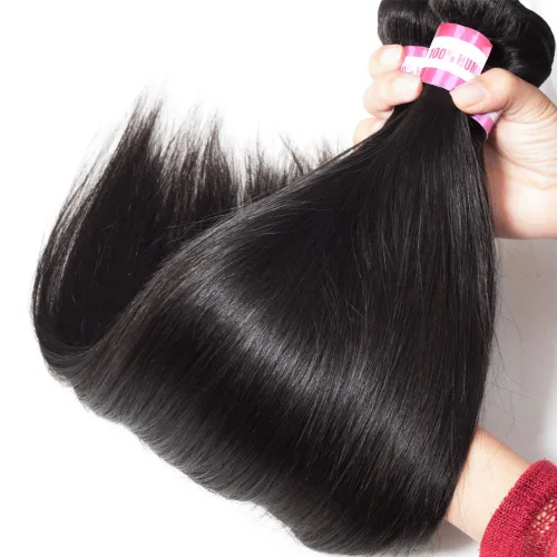 Miniatura 4 de Cynosure - Extensiones de pelo brasileño liso, 3 paquetes, grado 8a, sin procesar, color negro natural, 3 paquete, Negro natural