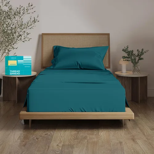 Miniatura 22 de THREAD SPREAD Sábanas 100% Algodón Egipcio Tamaño Twin - 800 Alto Número de Hilos 3 Piezas Sábanas Twin Extra Largas para Dormitorio, Bolsillo