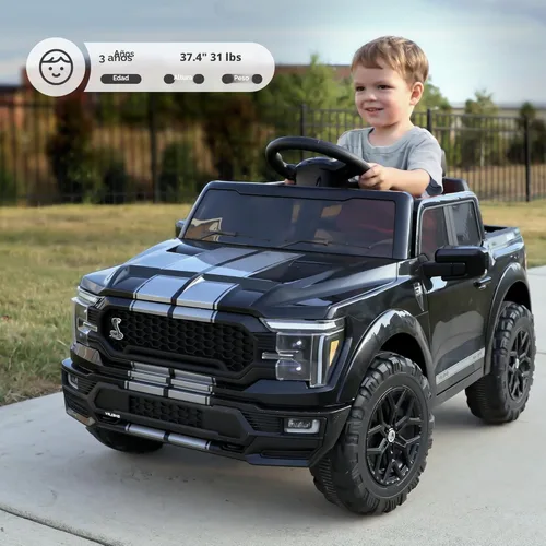 Miniatura 3 de Hikiddo Ford Shelby F-150 con Licencia 24V Juguete de Montar para Niños, Coche Eléctrico para Niños con Control Remoto, Motores de 400W - Negro