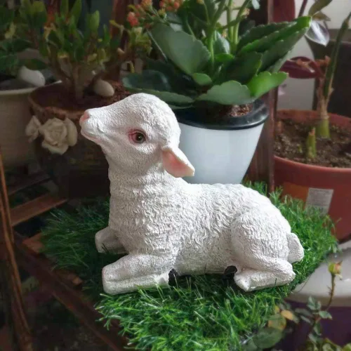 Miniatura 6 de Estatua de cordero al aire libre, escultura de oveja de jardín de granja, figura de animal decorativa, decoración de granja B 21x8x22cm(8x3x9inch)