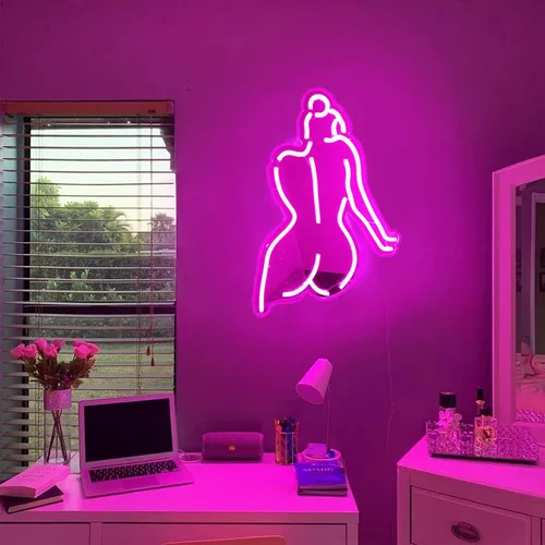Miniatura 5 de Señal LED de neón con texto en inglés "Lady Back" para decoración de pared, de 16 x 12 pulgadas, luces de neón rosas para dormitorio, bar, hombre