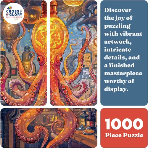Miniatura 6 de Cross & Glory Rompecabezas de 1000 piezas para adultos Alquimia del pulpo: El Experimento de Lava Rompecabezas de arte marino oceánico