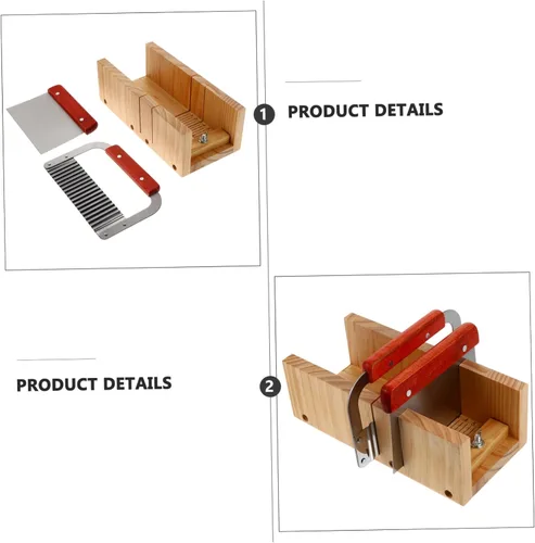 Miniatura 8 de KAILIKETIY 1 juego de moldes de madera para cortar jabón con cortador recto ondulado mango de madera ergonómico herramienta para cortar jabón fácil
