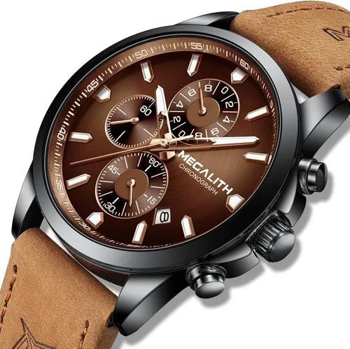 Miniatura 2 de MEGALITH Wrist Watches for Men Luxury: Dress Silver Stainless Steel Chronograph Watch Waterproof - Gift for Husband Father at Birthday Anniversary