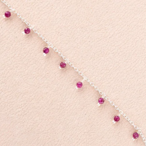 Miniatura 81 de Yanara Tobilleras de piedras preciosas para mujer, piedra natal natural, chapada en plata, joyería hecha a mano en 8.5 + 1.5 pulgadas, cristales