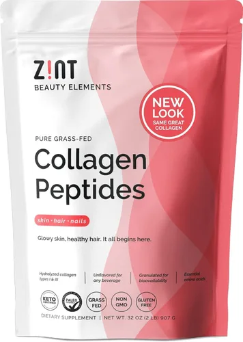 Zint Polvo de péptidos de colágeno (32 onzas): Suplemento de proteína de colágeno hidrolizado alimentado con pasto apto para paleo, apto para dieta