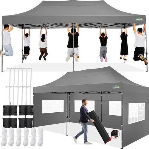 Miniatura 27 de COBIZI Carpa Toldo Emergente de 10x10 pies, Toldo de 10x10 con 4 Paredes Laterales Impermeable de Servicio Pesado Carpa Comercial para Fiestas