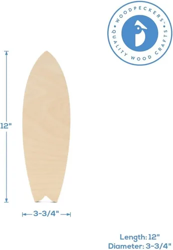 Miniatura 4 de Recorte para tabla de surf, 3-3/4 x 12 x 1/2 pulgadas, paquete de 1 artesanía de madera para pintar, recorte náutico de madera, recorte de madera