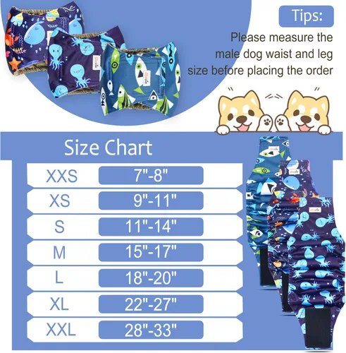 Miniatura 2 de Pañales reutilizables para perros machos, 3 unidades, bandas lavables de alta calidad para el vientre para perros machos, XL, alta absorción
