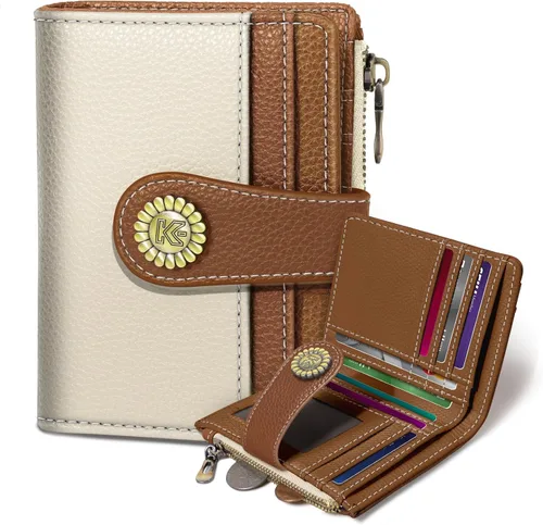 Miniatura 46 de Kelvoris Cartera pequeña Rfid para mujer, plegable, con cremallera, bolsillo para monedas, piel sintética, compacto, para tarjetas de crédito