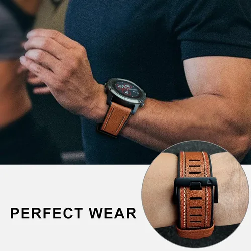 Miniatura 7 de Abanen Correa de reloj de piel de fibra con forro de silicona para Garmin Fenix 8 / Tactix 8 / epix Pro (1.772 pulgadas), ajuste rápido, correa