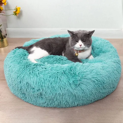 Miniatura 7 de Camas para gatos de interior – Cama para gatos lavable de 20/24 pulgadas, camas para perros pequeños y medianos, antiansiedad, cama redonda de felpa