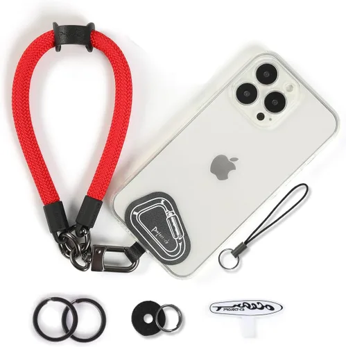 Miniatura 19 de Correa de mano para muñeca, 2 parches para teléfono, soporte para teléfono celular, correa de muñeca para llaves, AirPods, cámara (rosa, 12 pulgadas)