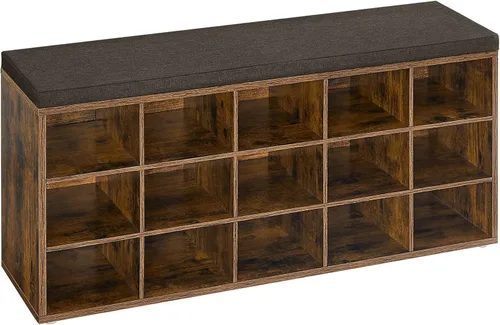 Miniatura 13 de VASAGLE - Colección CUSTOS - Banco para zapatos, banco de almacenamiento con asiento acolchado, banco de entrada con 10 compartimentos