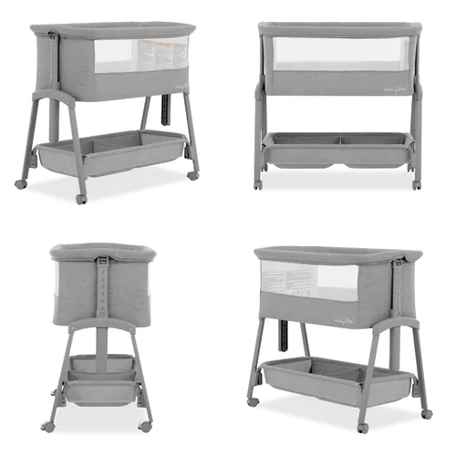 Miniatura 7 de Dream On Me Calypso - Moisés portátil con ruedas, altura ajustable, moisés plegable para bebé con laterales de malla transpirable, colchón de Gris