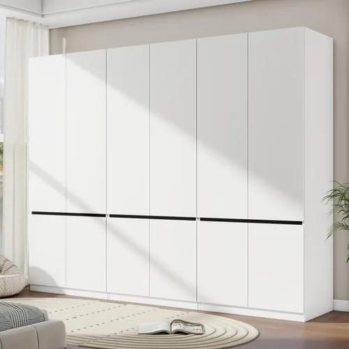Miniatura 7 de Armario de dormitorio Armario Armario con 2 puertas: 75" Armario blanco para ropa, Armario de madera con barra para colgar, Armario moderno