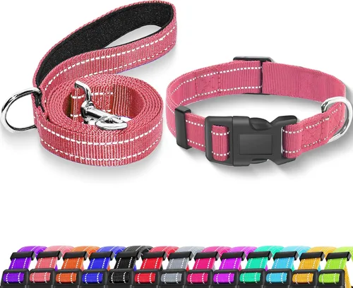 Miniatura 15 de collar reflectante para perros con hebilla de cierre de seguridad, collares de nailon ajustables, suaves y transpirables para perros pequeños