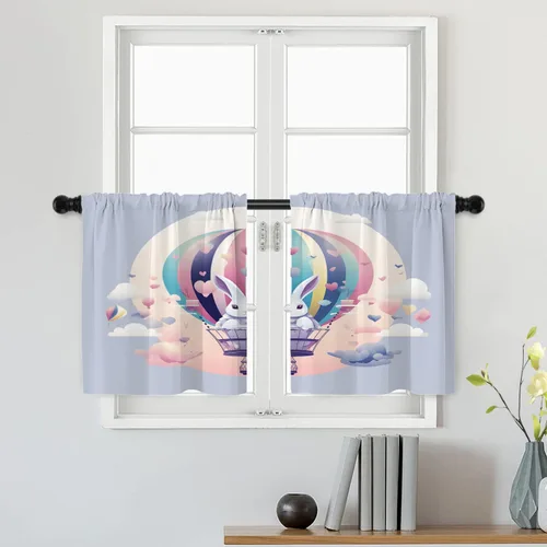 Miniatura 18 de Batmerry Silueta de hombre y niño, marco en forma de corazón con figuras, tratamiento de ventana, cortina corta de cocina multicapa de poliéster