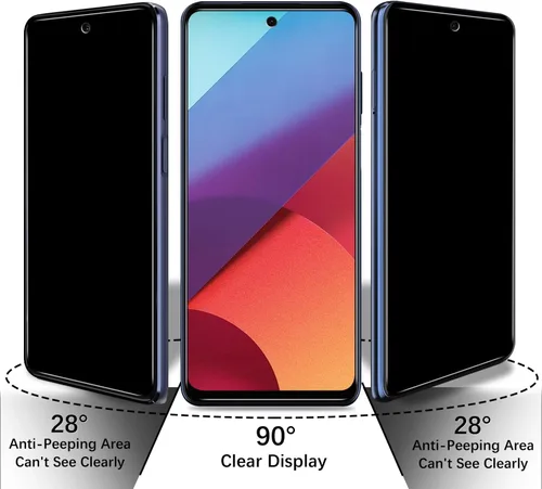 Miniatura 3 de Paquete de 2 protectores de pantalla de privacidad para Motorola Moto G Stylus 5G (2022), vidrio templado antiespía, sin burbujas, compatible