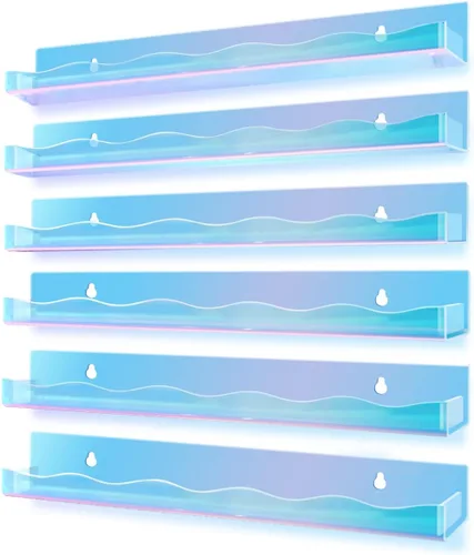 Miniatura 9 de BTremary - Estante para esmaltes de uñas de 15" montado en pared, acrílico, organizador y almacenamiento de pinturas en gel con tapas de extremo